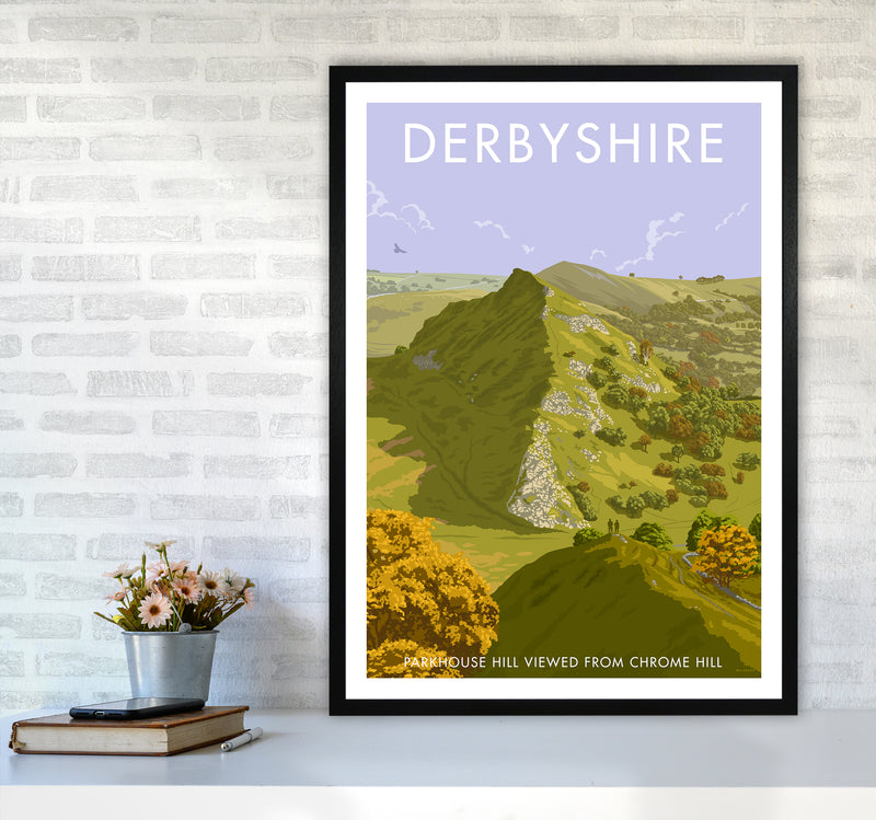 Derbyshire Chrome Hill Travel Art Print By Stephen Millership A1 White Frame