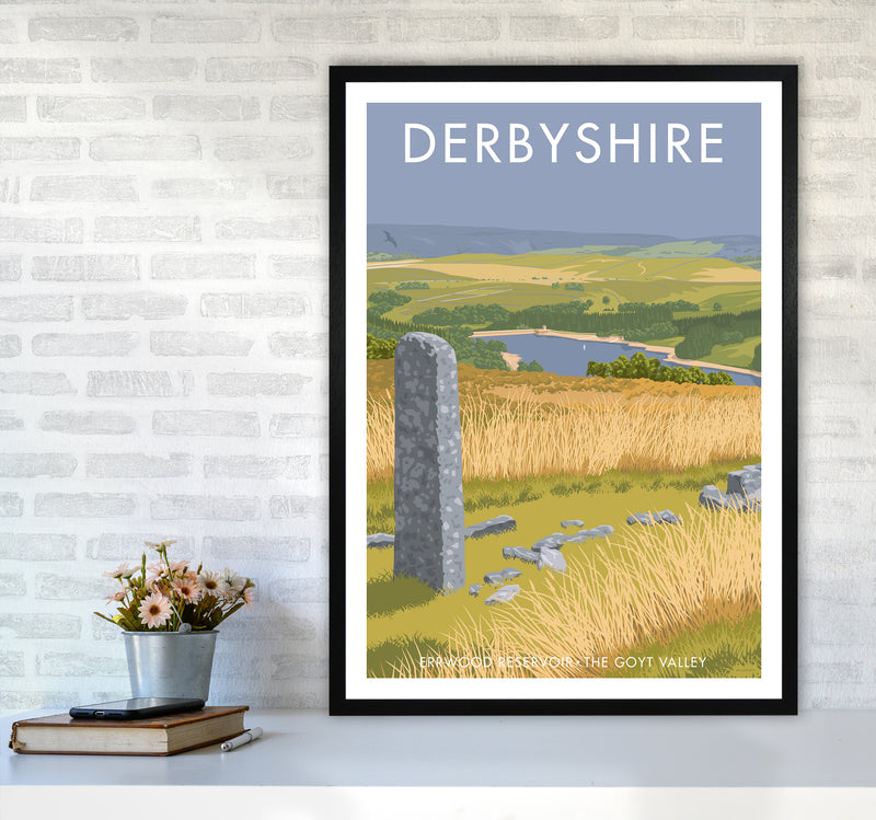 Derbyshire Errwood Travel Art Print By Stephen Millership A1 White Frame