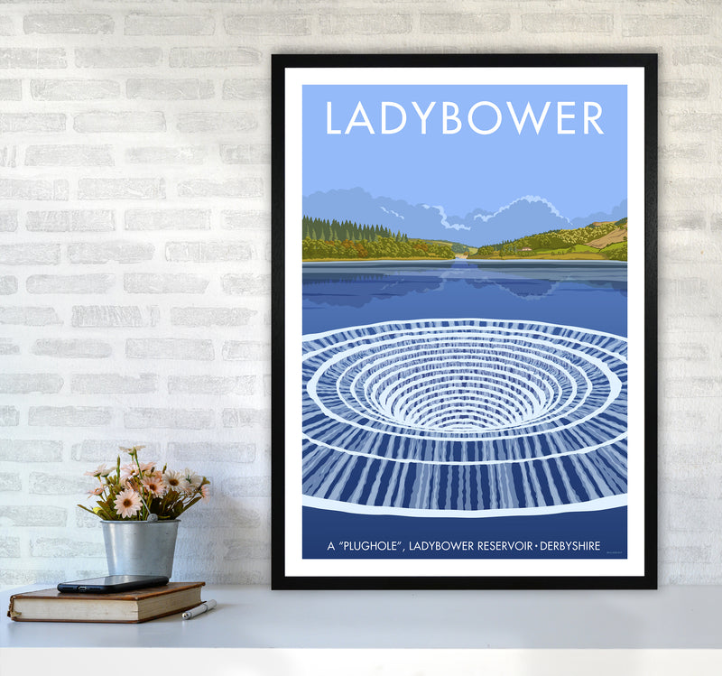 Derbyshire Ladybower Travel Art Print By Stephen Millership A1 White Frame