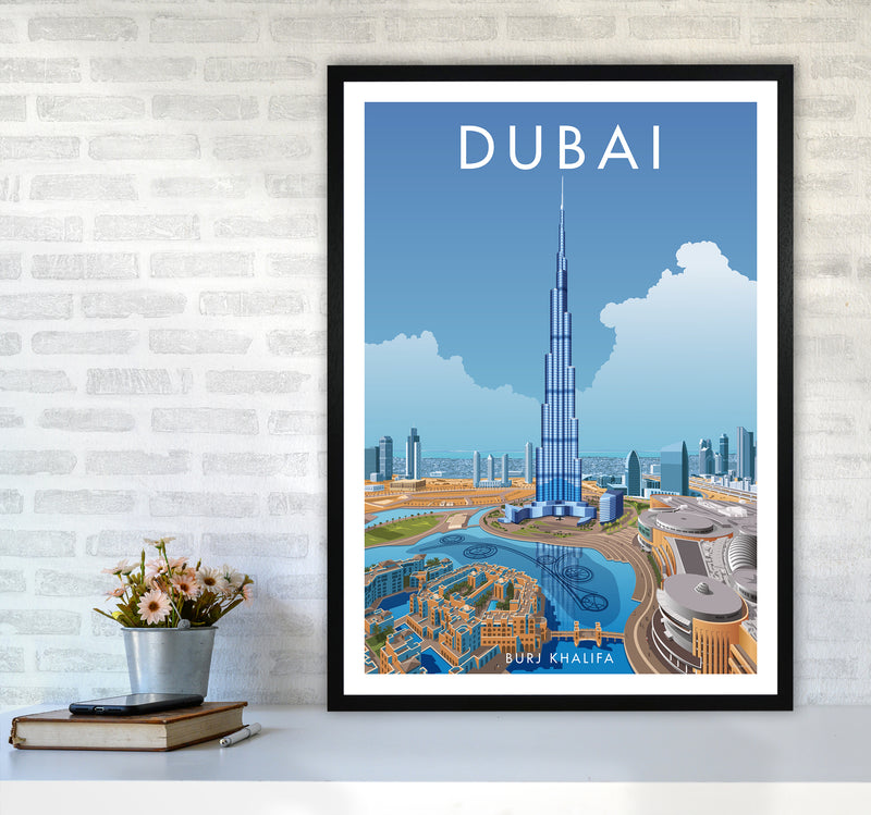 Dubai Travel Art Print By Stephen Millership A1 White Frame