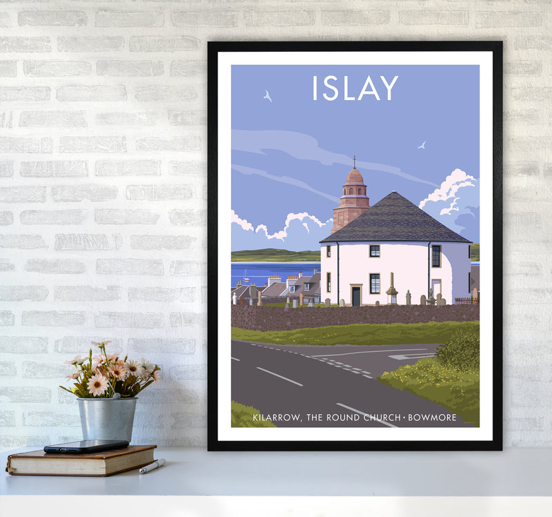 Islay Bowmore Travel Art Print By Stephen Millership A1 White Frame