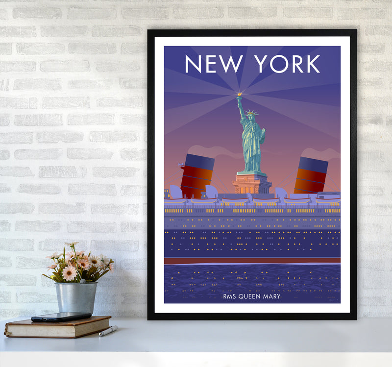New York Travel Art Print By Stephen Millership A1 White Frame
