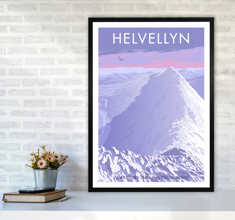 The Lakes Helvellyn Winter Travel Art Print By Stephen Millership A1 White Frame