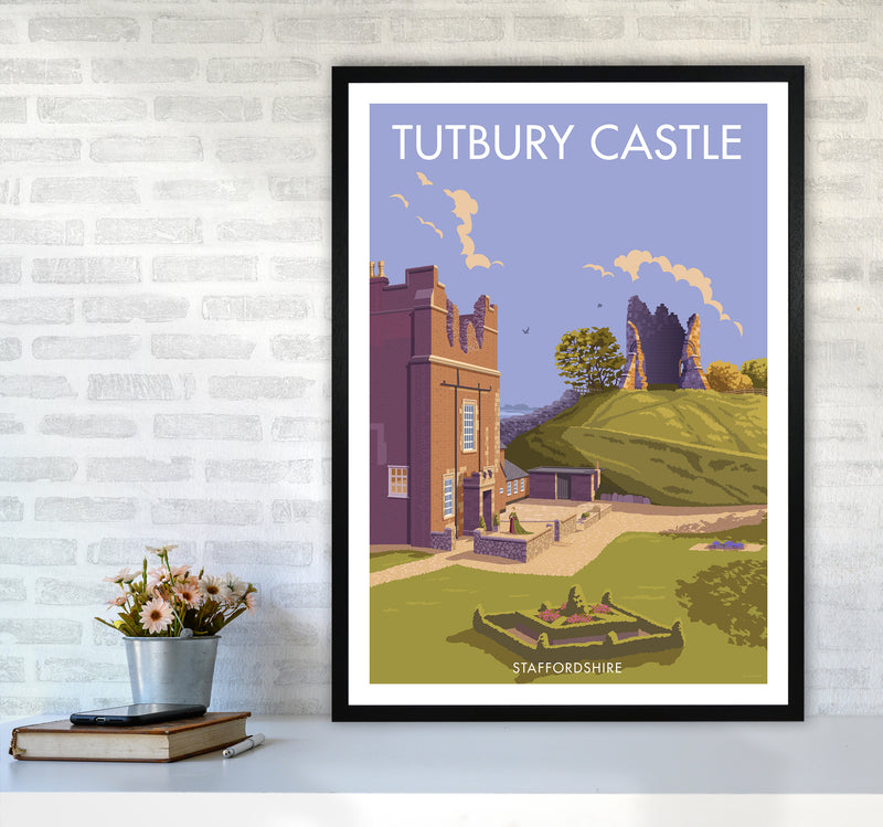 Tutbury Castle Travel Art Print By Stephen Millership A1 White Frame