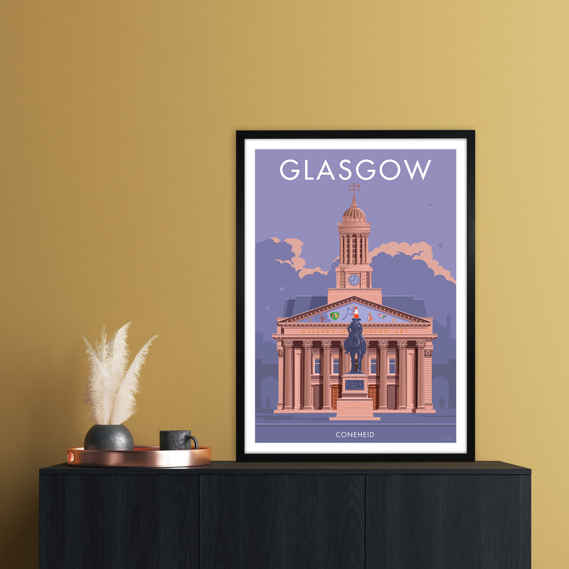 Glasgow Coneheid Art Print by Stephen Millership A1 White Frame