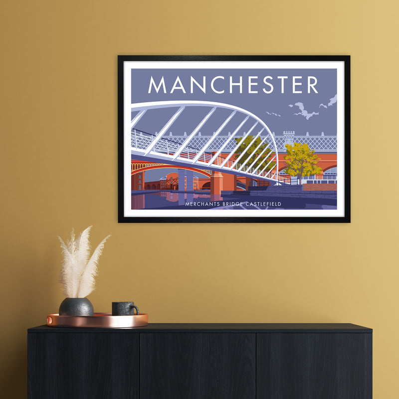 Manchester Merchants Bridge Art Print by Stephen Millership A1 White Frame