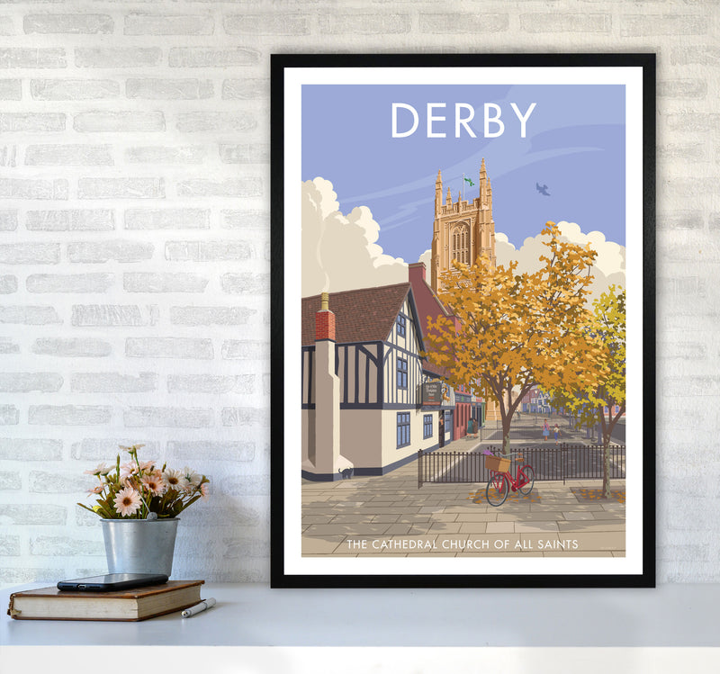 Derby Travel Art Print by Stephen Millership A1 White Frame