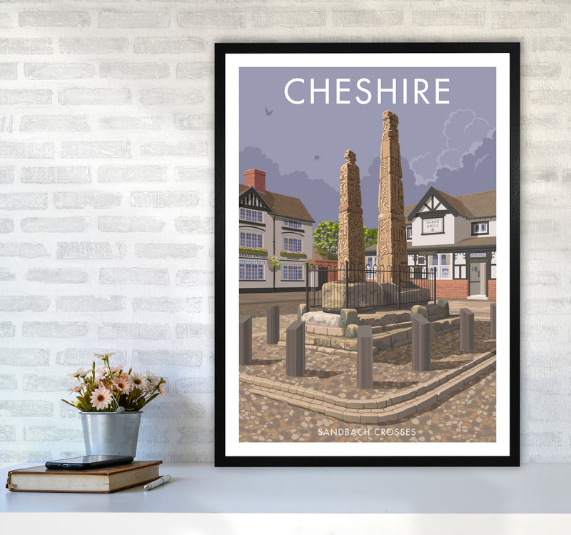 Cheshire Sandbach Travel Art Print by Stephen Millership A1 White Frame