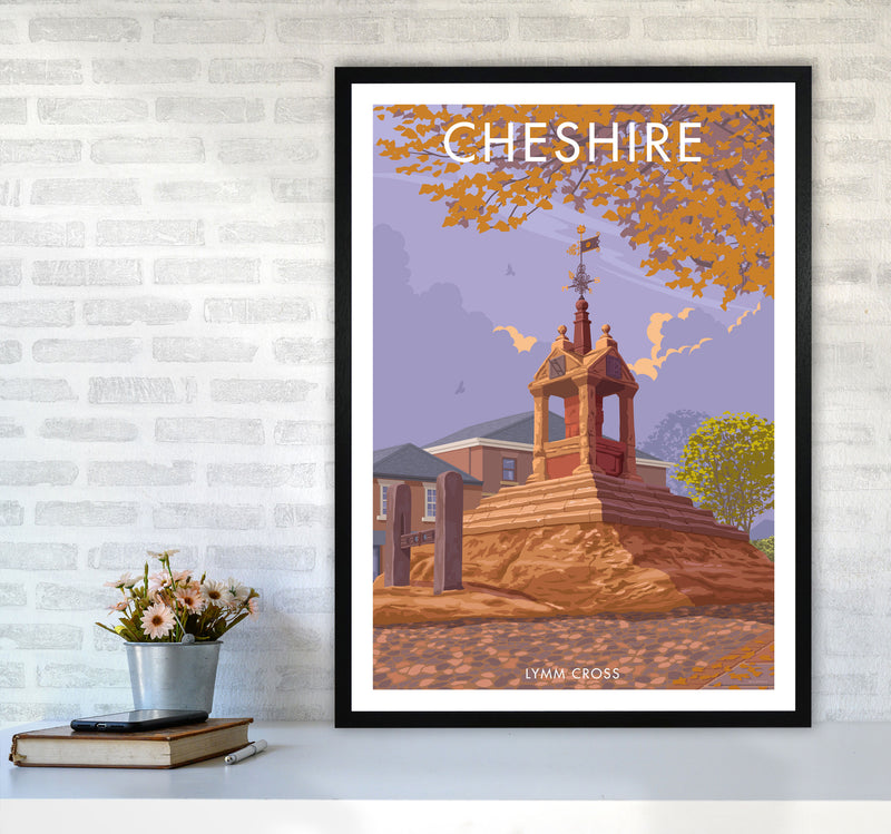 Cheshire Lymm Travel Art Print by Stephen Millership A1 White Frame