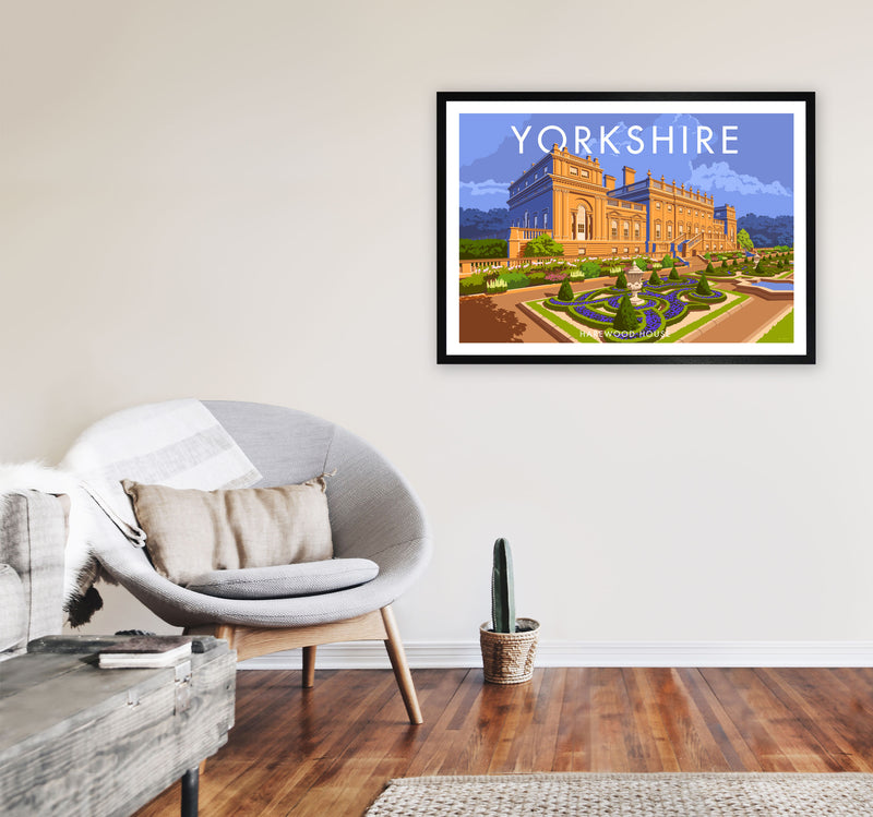 Yorkshire Landscape Art Print Vintage Travel Poster by Stephen Millership A1 White Frame