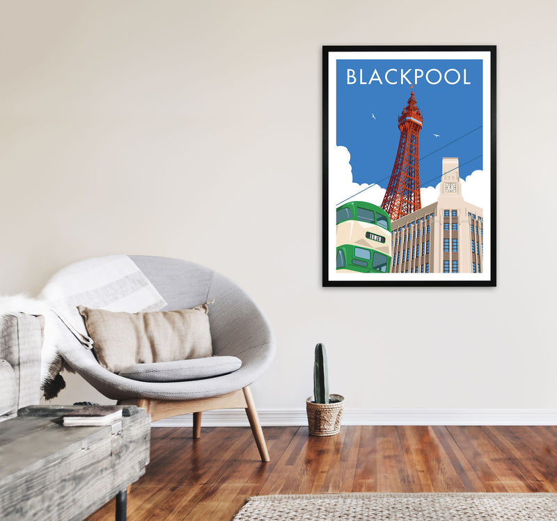 Blackpool by Stephen Millership A1 White Frame