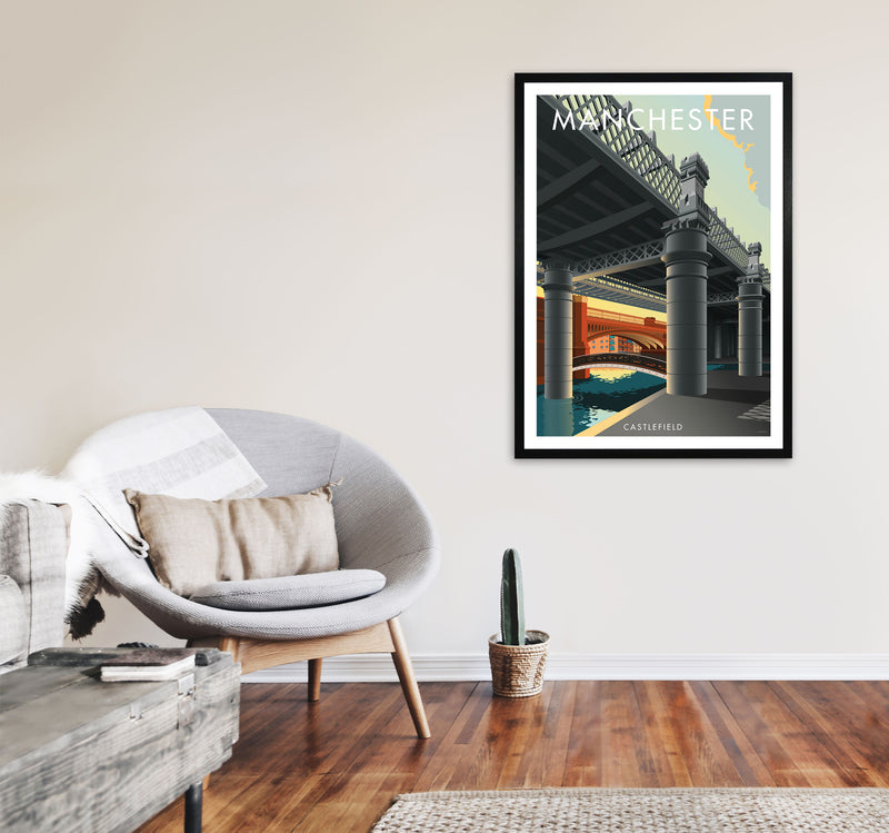 Manchester by Stephen Millership A1 White Frame