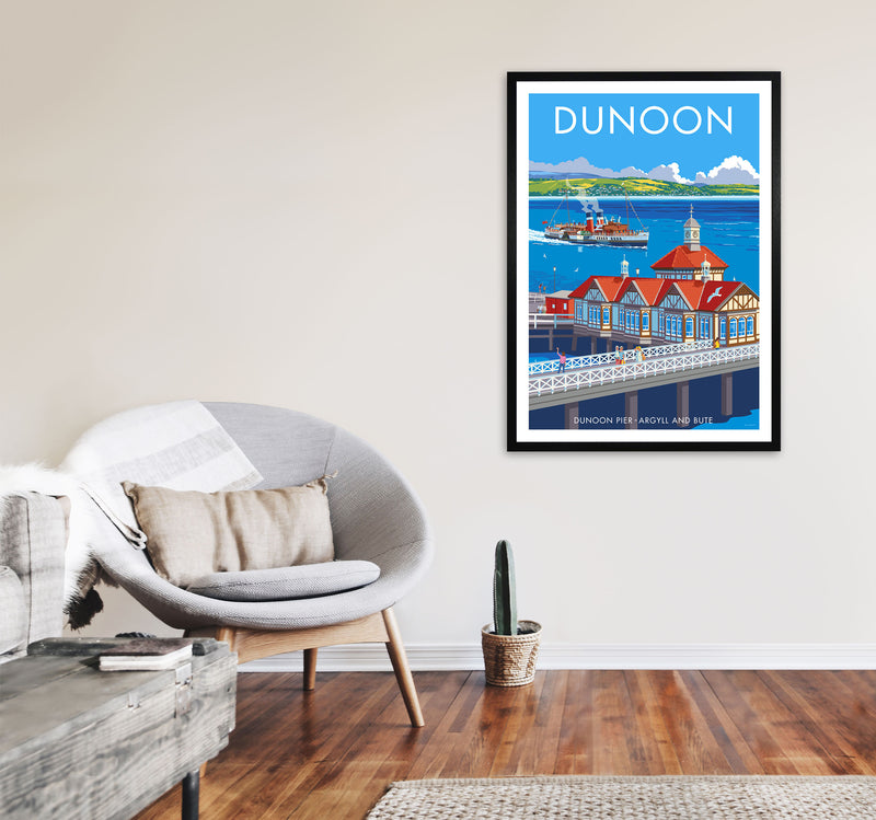 Dunoon Pier Framed Digital Art Print by Stephen Millership A1 White Frame