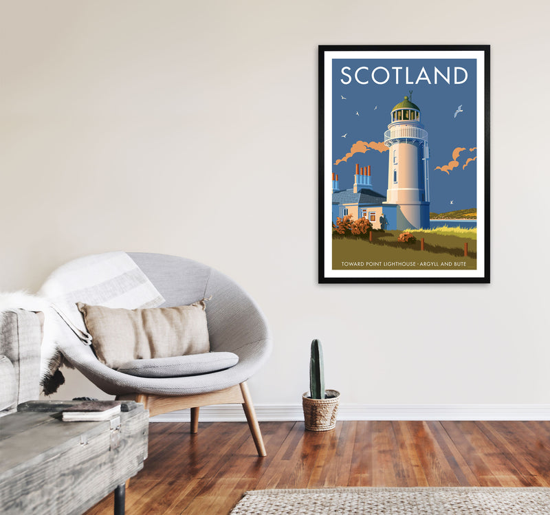 Toward Point Lighthouse Scotland Art Print by Stephen Millership A1 White Frame