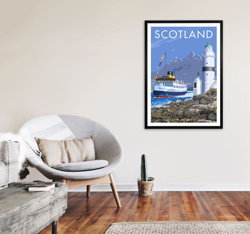 Cloch Point Scotland Framed Digital Art Print by Stephen Millership A1 White Frame