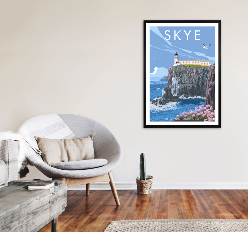 Neist Point Lighthouse Skye Art Print by Stephen Millership A1 White Frame