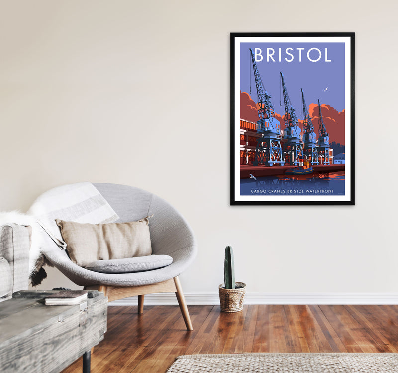 Bristol Waterfront Art Print by Stephen Millership A1 White Frame