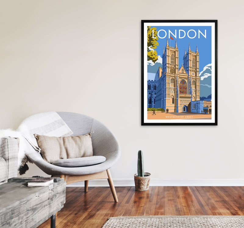 Westminster Abbey London Framed Digital Art Print by Stephen Millership A1 White Frame