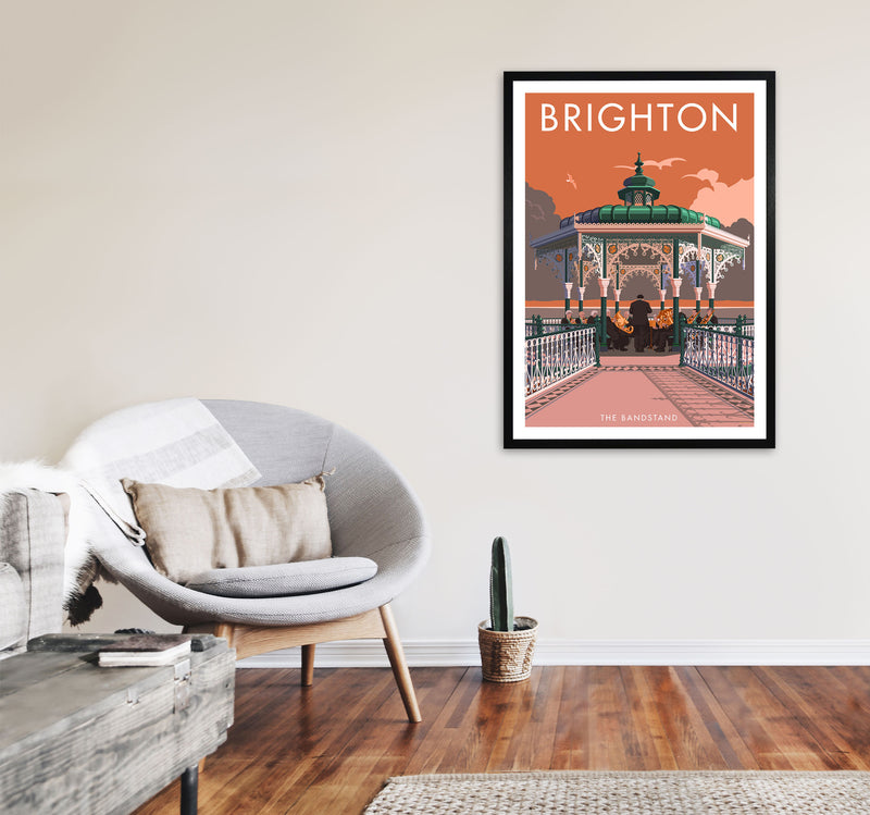 Brighton Bandstand Framed Wall Art Print by Stephen Millership, Art Poster A1 White Frame