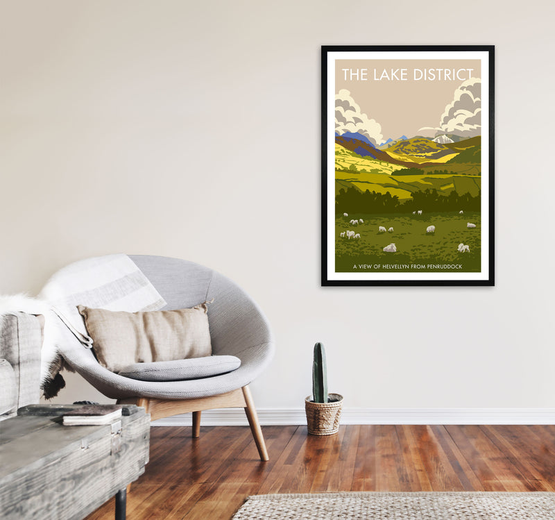 The Lake District Framed Digital Art Print by Stephen Millership A1 White Frame