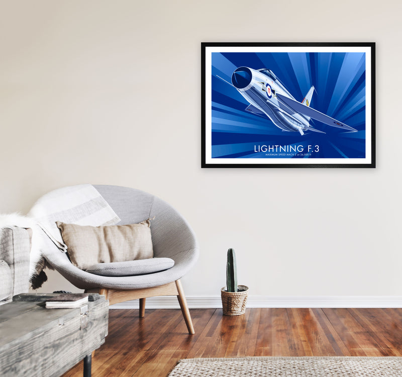 Lightning F.3 Art Print by Stephen Millership, Framed Transport Poster A1 White Frame
