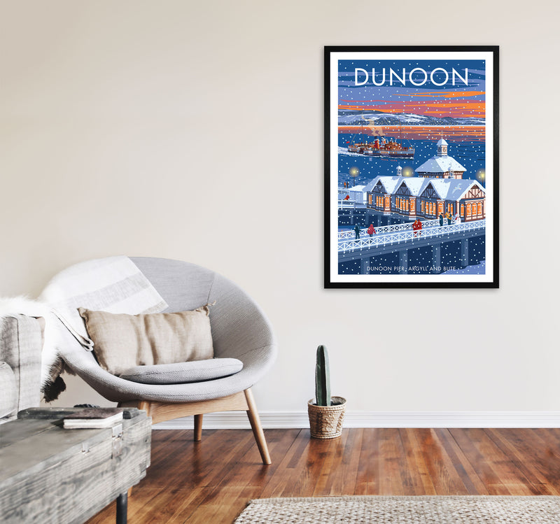 Dunoon Pier Art Print by Stephen Millership A1 White Frame