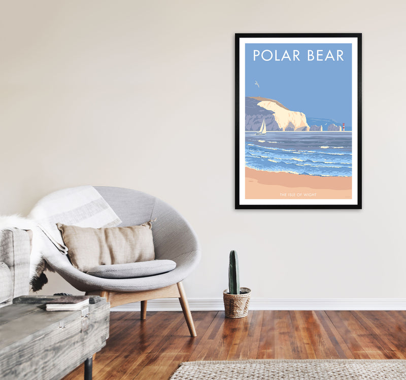 The Isle Of Wight Polar Bear Framed Digital Art Print by Stephen Millership A1 White Frame