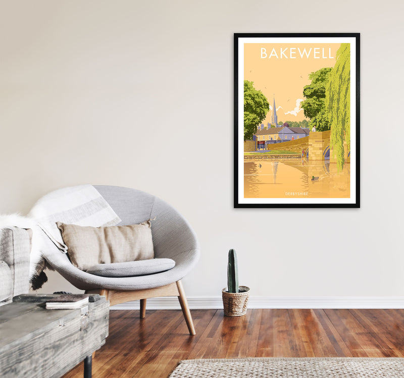 Bakewell Derbyshire Travel Art Print by Stephen Millership A1 White Frame
