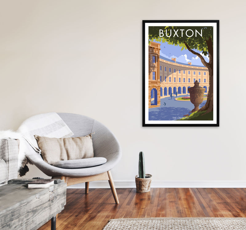 Buxton Crescent Derbyshire Travel Art Print by Stephen Millership A1 White Frame