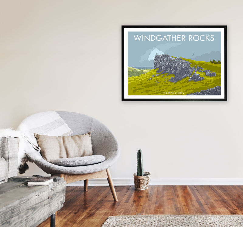 Windgather Rocks Derbyshire Travel Art Print by Stephen Millership A1 White Frame