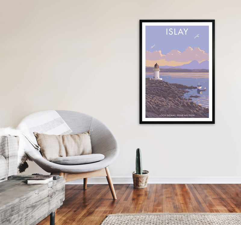 Loch Indaal Islay Travel Art Print by Stephen Millership A1 White Frame