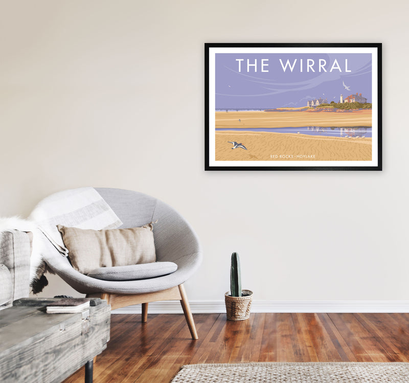 Redrocks Wirral Travel Art Print by Stephen Millership A1 White Frame