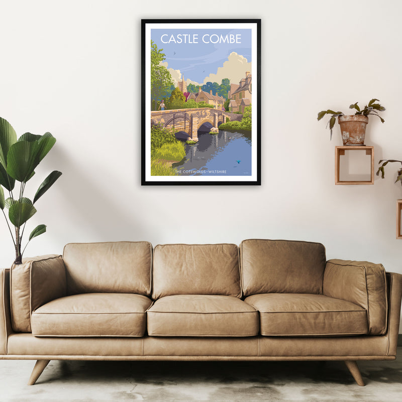 Wiltshire Castle Combe Art Print by Stephen Millership A1 White Frame