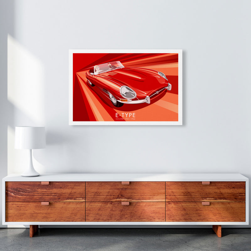 Jaguar E Type Art Print by Stephen Millership, Framed Transport Poster A1 Canvas