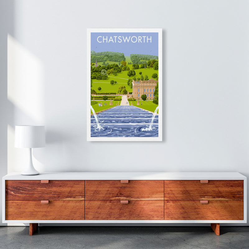 Chatsworth, Derbyshire Framed Art Print by Stephen Millership, Travel Poster A1 Canvas