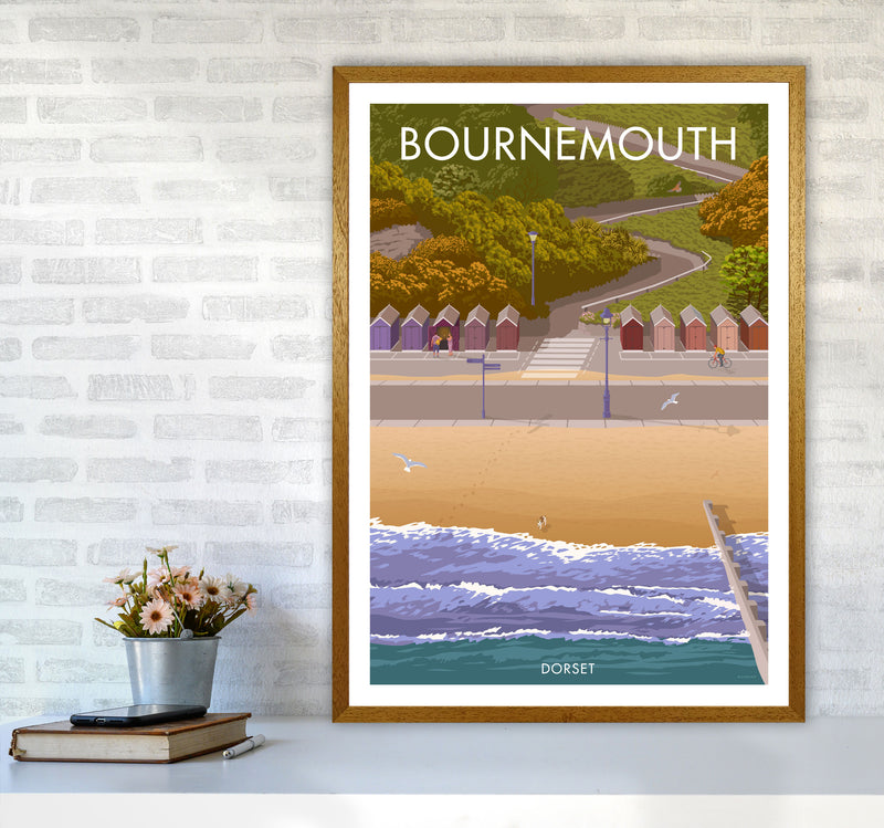 Bournemouth Huts Travel Art Print by Stephen Millership A1 Print Only