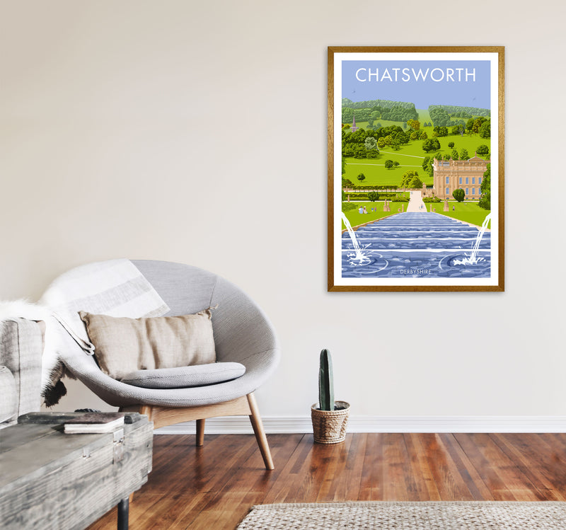 Chatsworth, Derbyshire Framed Art Print by Stephen Millership, Travel Poster A1 Print Only