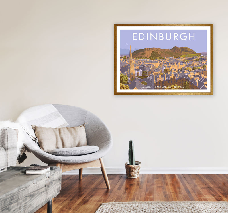 Arthur's Seat Edinburgh Travel Art Print by Stephen Millership, Framed Poster A1 Print Only