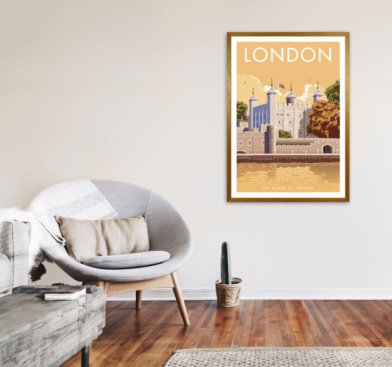 London Tower Travel Art Print by Stephen Millership, Vintage Framed Poster A1 Print Only