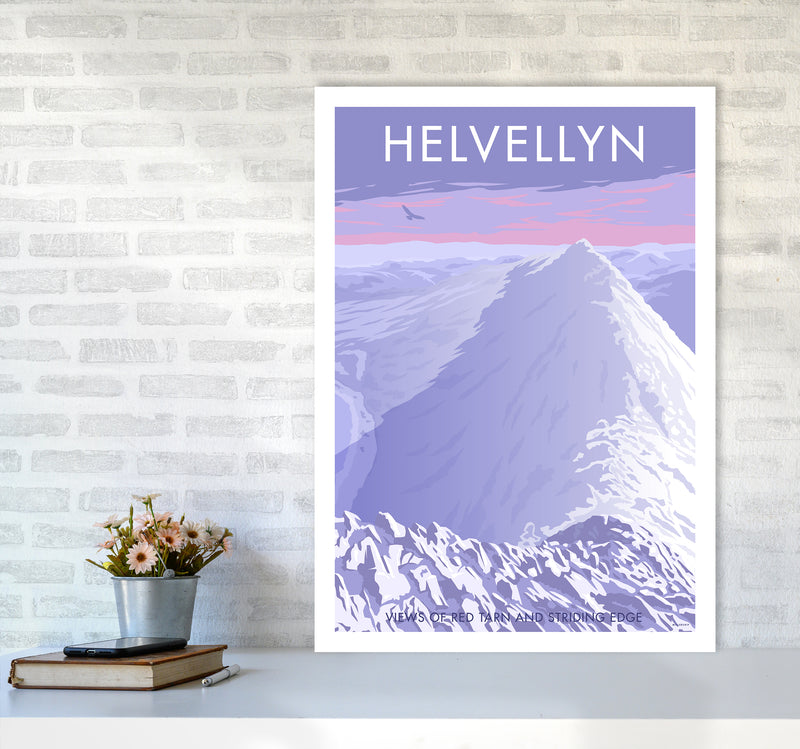 The Lakes Helvellyn Winter Travel Art Print By Stephen Millership A1 Black Frame