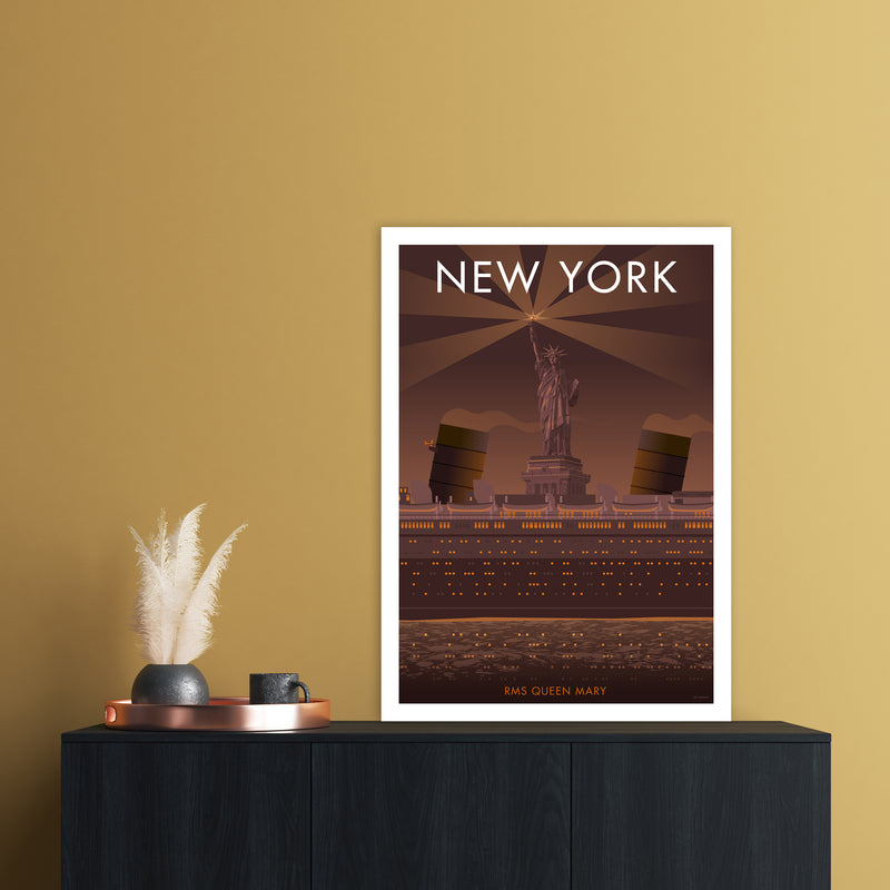 New York Sepia Art Print by Stephen Millership A1 Black Frame