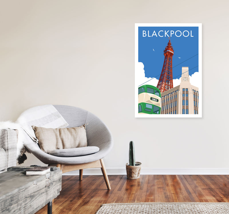 Blackpool by Stephen Millership A1 Black Frame