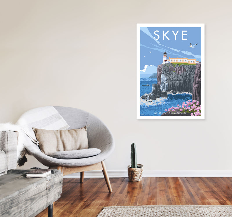 Neist Point Lighthouse Skye Art Print by Stephen Millership A1 Black Frame