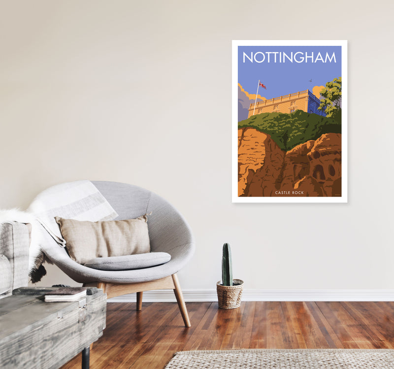 Castle Rock Nottingham Framed Digital Art Print by Stephen Millership A1 Black Frame