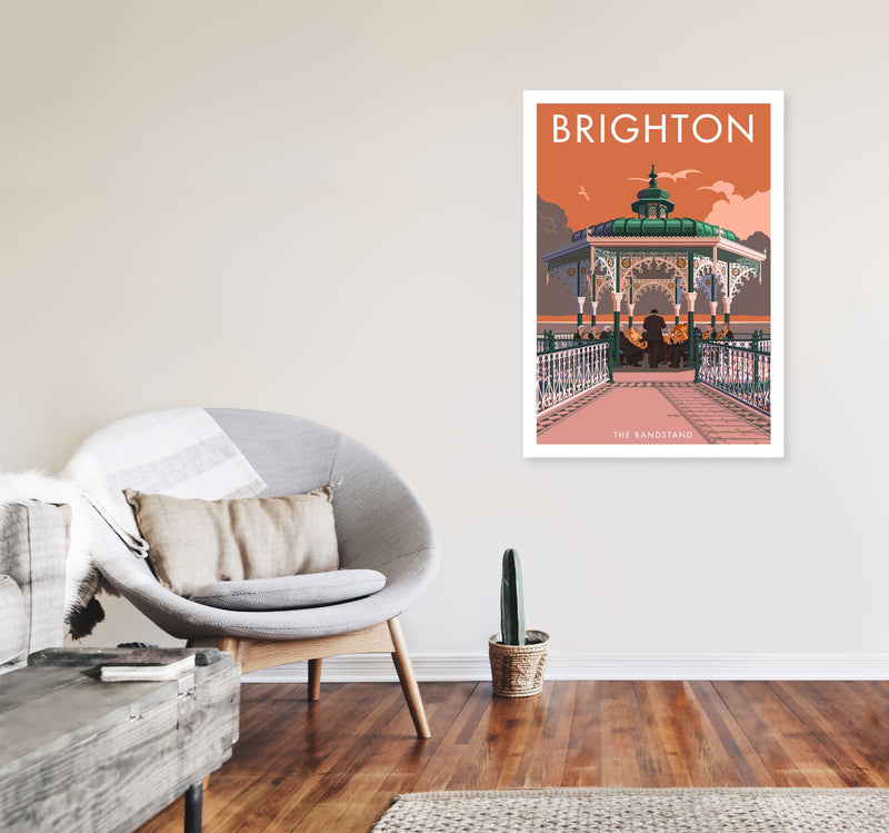 Brighton Bandstand Framed Wall Art Print by Stephen Millership, Art Poster A1 Black Frame