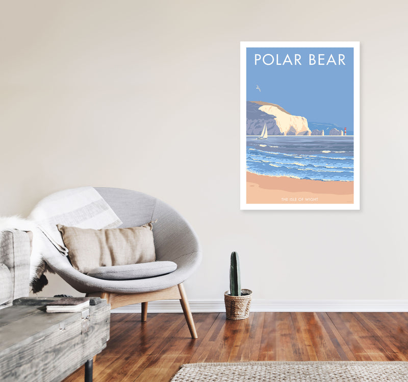 The Isle Of Wight Polar Bear Framed Digital Art Print by Stephen Millership A1 Black Frame