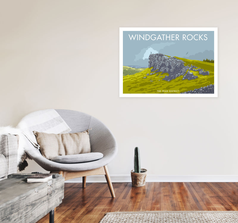 Windgather Rocks Derbyshire Travel Art Print by Stephen Millership A1 Black Frame