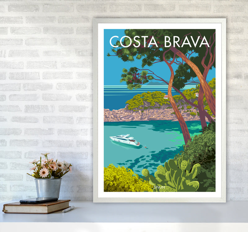 Costa Brava Travel Art Print By Stephen Millership A1 Oak Frame
