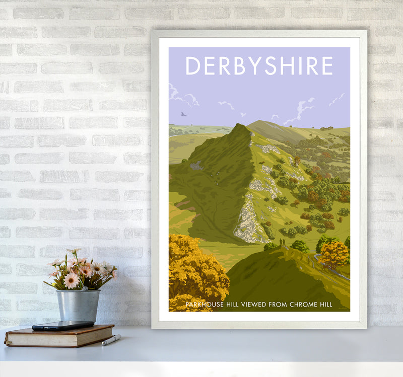 Derbyshire Chrome Hill Travel Art Print By Stephen Millership A1 Oak Frame