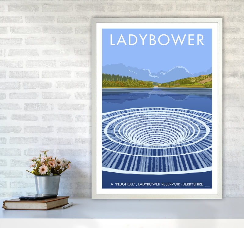 Derbyshire Ladybower Travel Art Print By Stephen Millership A1 Oak Frame
